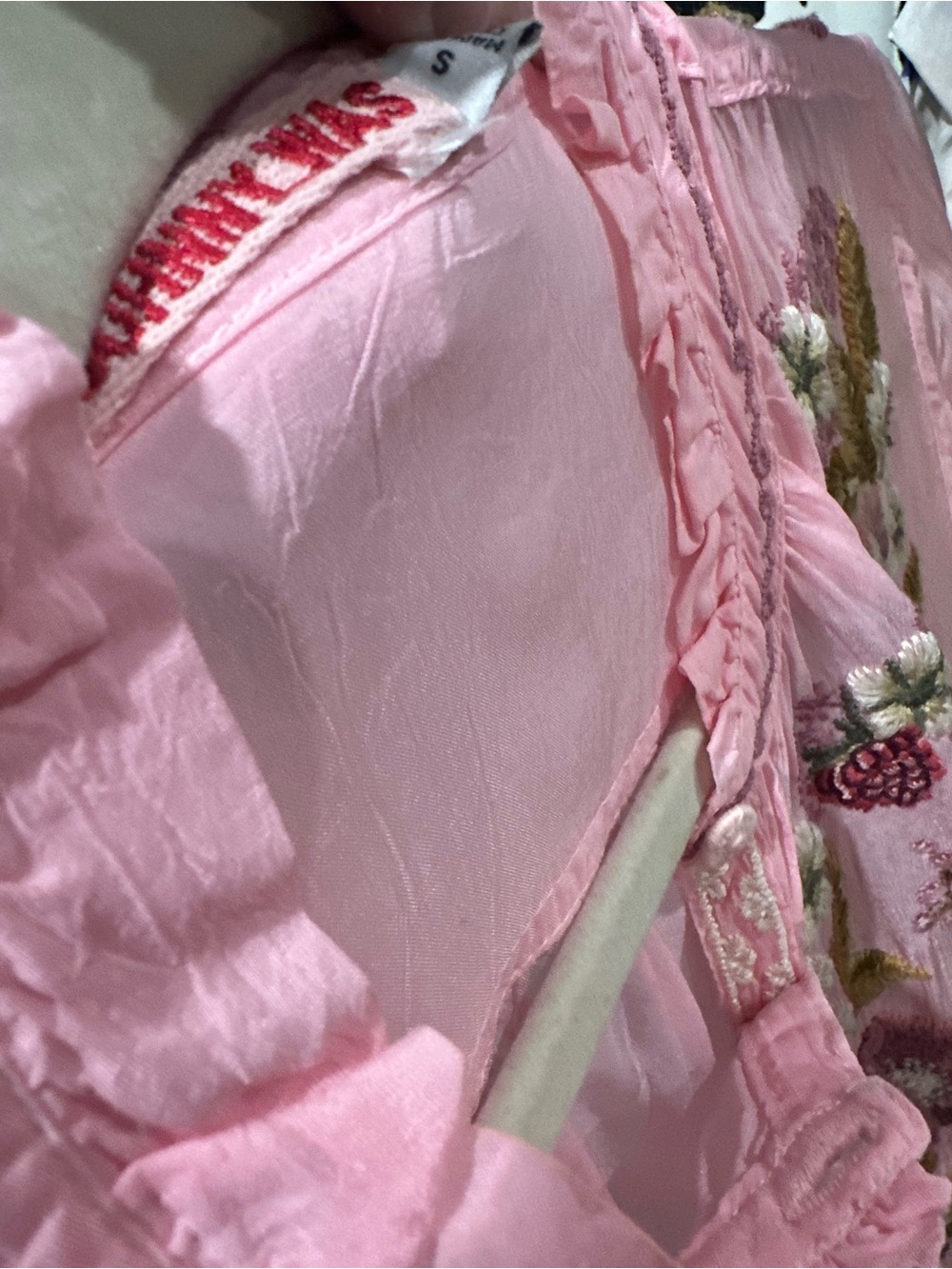 Johnny Was Embroidered Pink Floral Button-Up Blouse - Picture 9 of 9